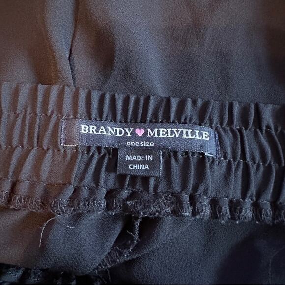 Brandy Melville Black Floral Laser Cut Eyelet High Rise Drawstring Shorts OS - Picture 4 of 12